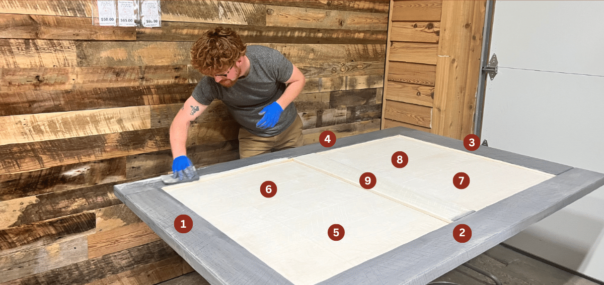 separating sections before staining a reclaimed barn door