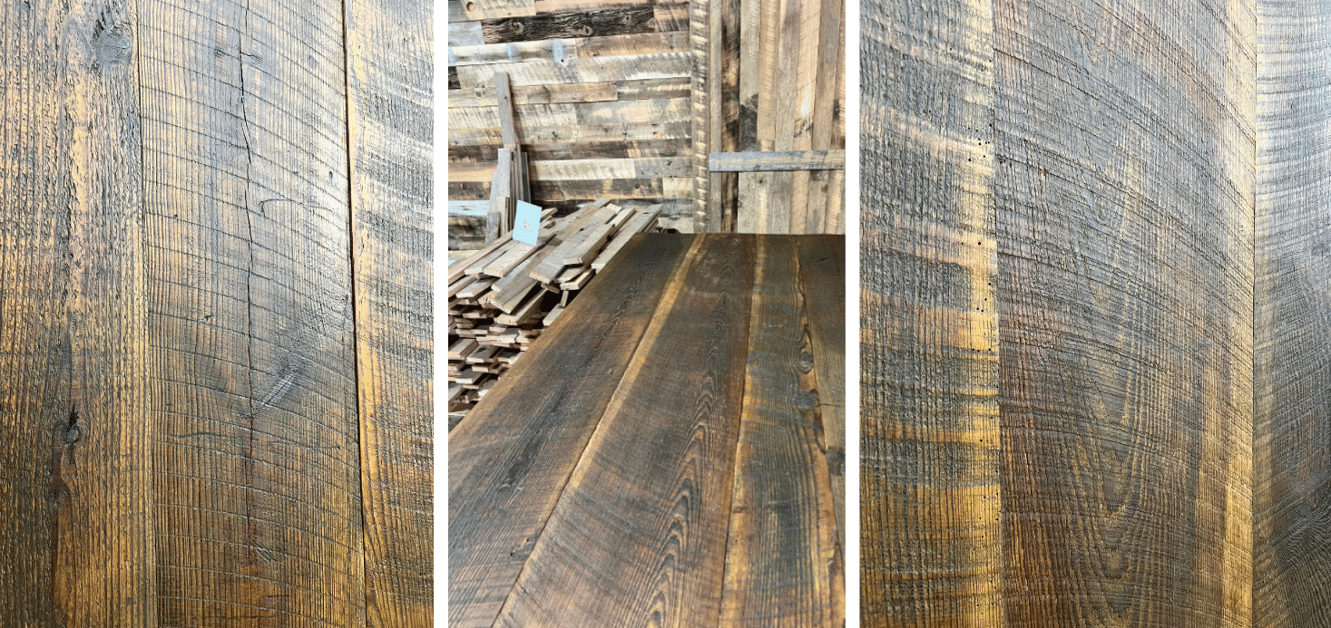 stained table top with saw marks for a donatos pizza commercial