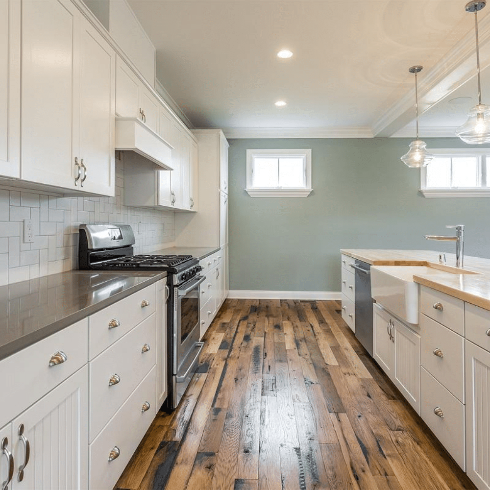 Reclaimed Racehorse Oak Skip-Planed Black Hardwood Flooring - 3/4" x 4-1/2" - Image 3