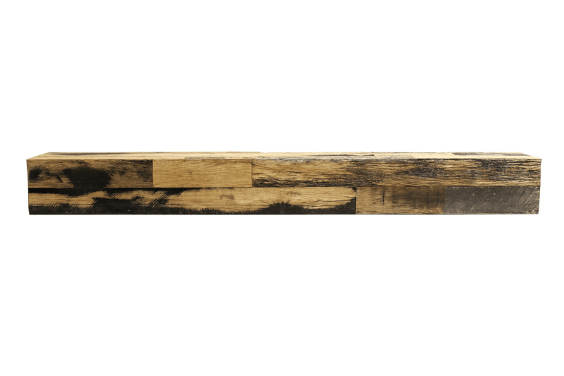 Reclaimed Wood Skip Planed Black Box Mantel - 8" x 8" x 72"